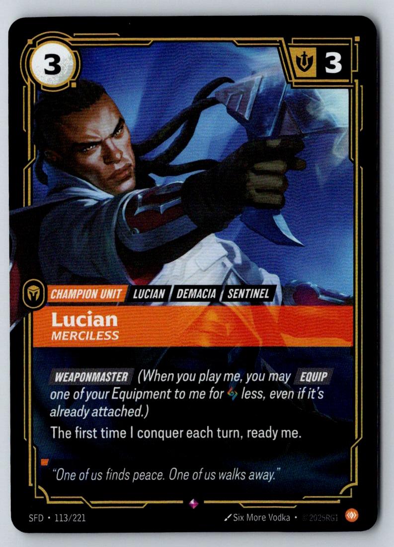 Lucian - Merciless 113/221 Rare Spiritforged Riftbound Foil Near Mint