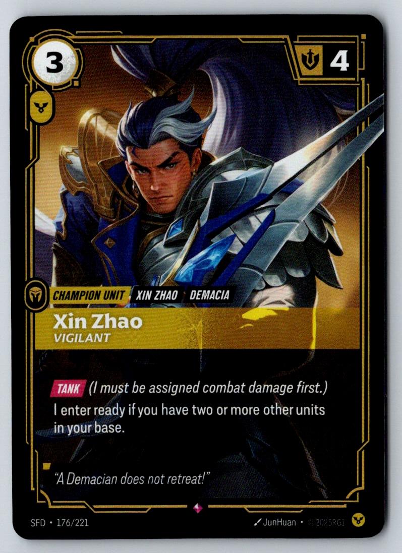 Xin Zhao - Vigilant 176/221 Rare Spiritforged Riftbound Foil Near Mint