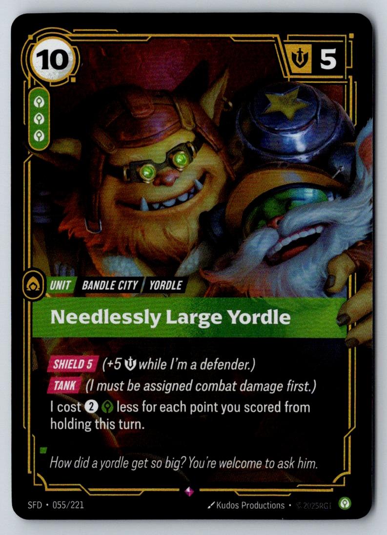 Needlessly Large Yordle 055/221 Rare Spiritforged Riftbound Foil Near Mint