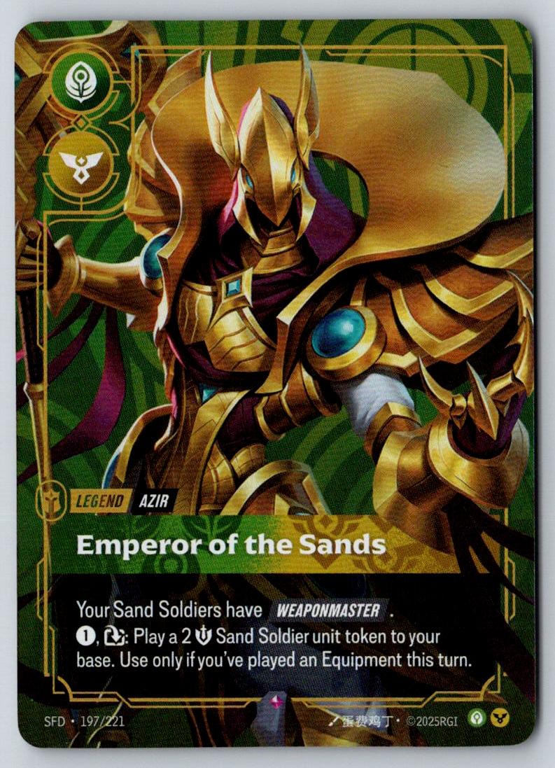 Azir - Emperor of the Sands 197/221 Rare Spiritforged Riftbound Foil Near Mint