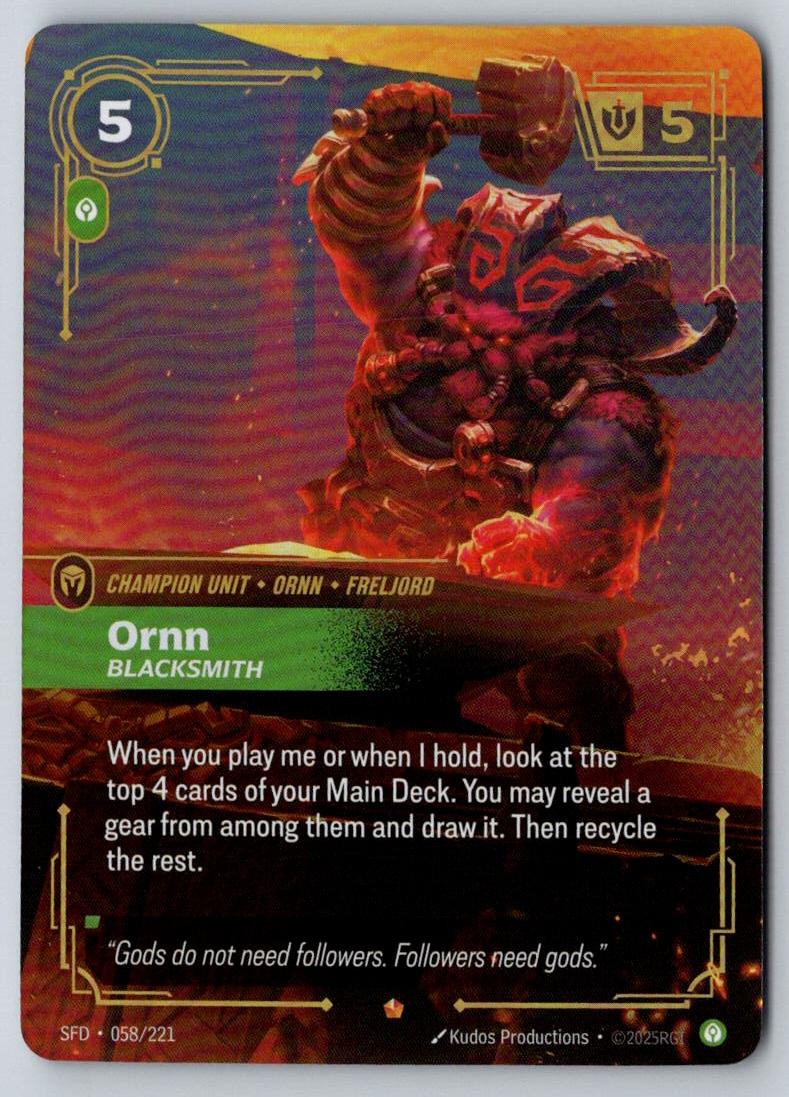 Ornn - Blacksmith 058/221 Epic Spiritforged Riftbound Foil Near Mint
