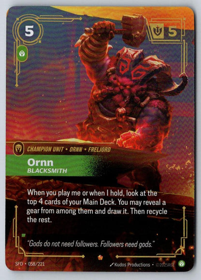 Ornn - Blacksmith 058/221 Epic Spiritforged Riftbound Foil Near Mint