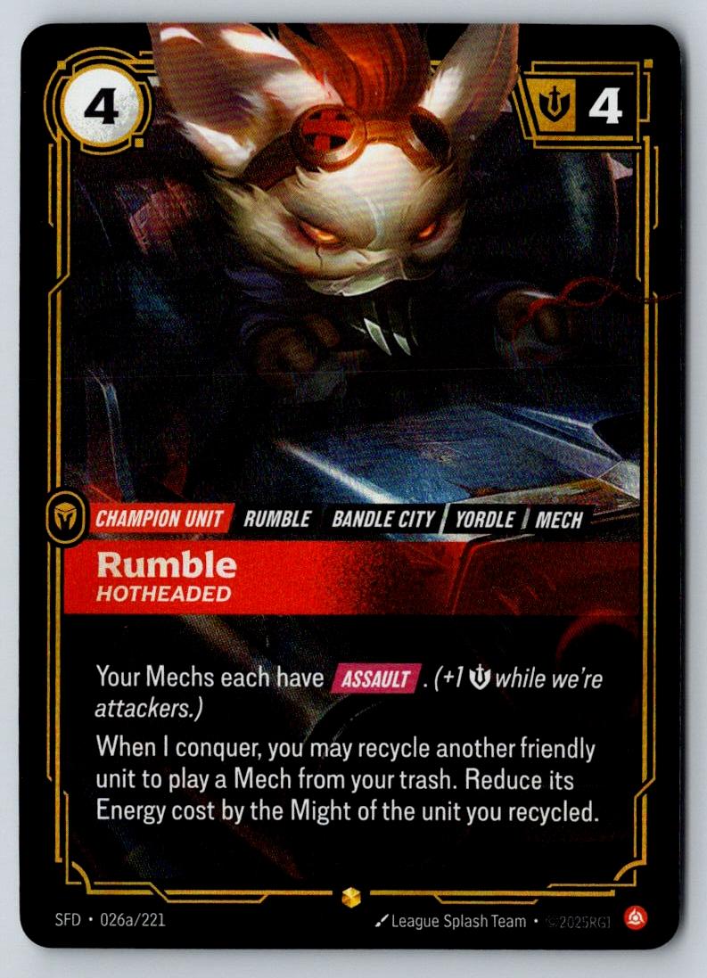 Rumble - Hotheaded (Alternate Art) 026A/221 Spiritforged Riftbound Foil NM
