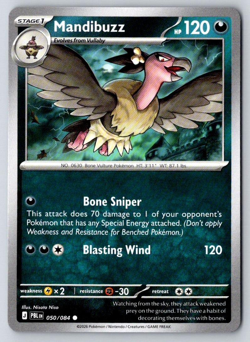 Mandibuzz 050/084 Common Pitch Black Pokemon Near Mint