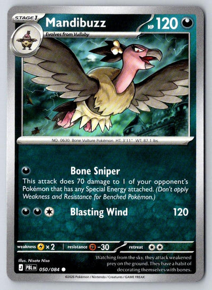 Mandibuzz 050/084 Common Pitch Black Pokemon Near Mint