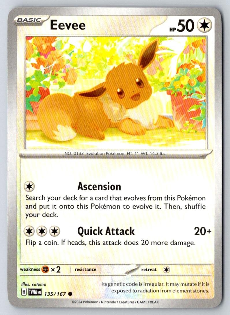 Eevee 135/167 Common Twilight Masquerade Pokemon Near Mint