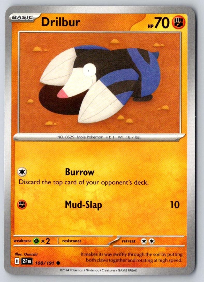 Drilbur 108/191 Common Surging Sparks Pokemon Near Mint