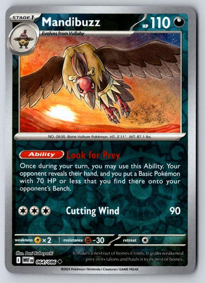 Mandibuzz 064/086 Uncommon White Flare Pokemon Near Mint