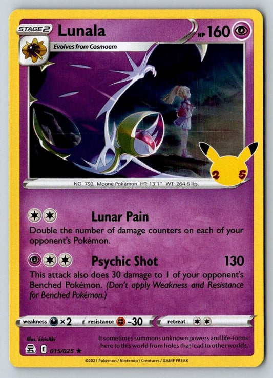Lunala 015/025 Holo Rare Celebrations Pokemon Holo Near Mint