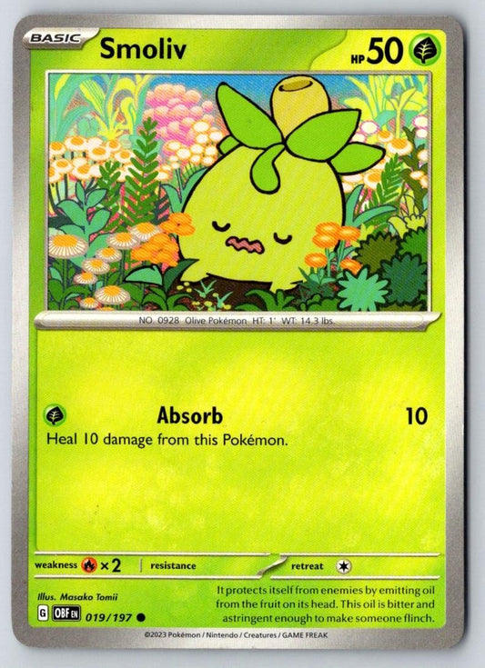Smoliv 019/197 Common Obsidian Flames Pokemon Near Mint