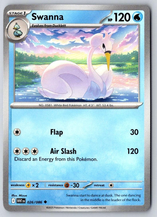 Swanna 026/086 Uncommon White Flare Pokemon Near Mint