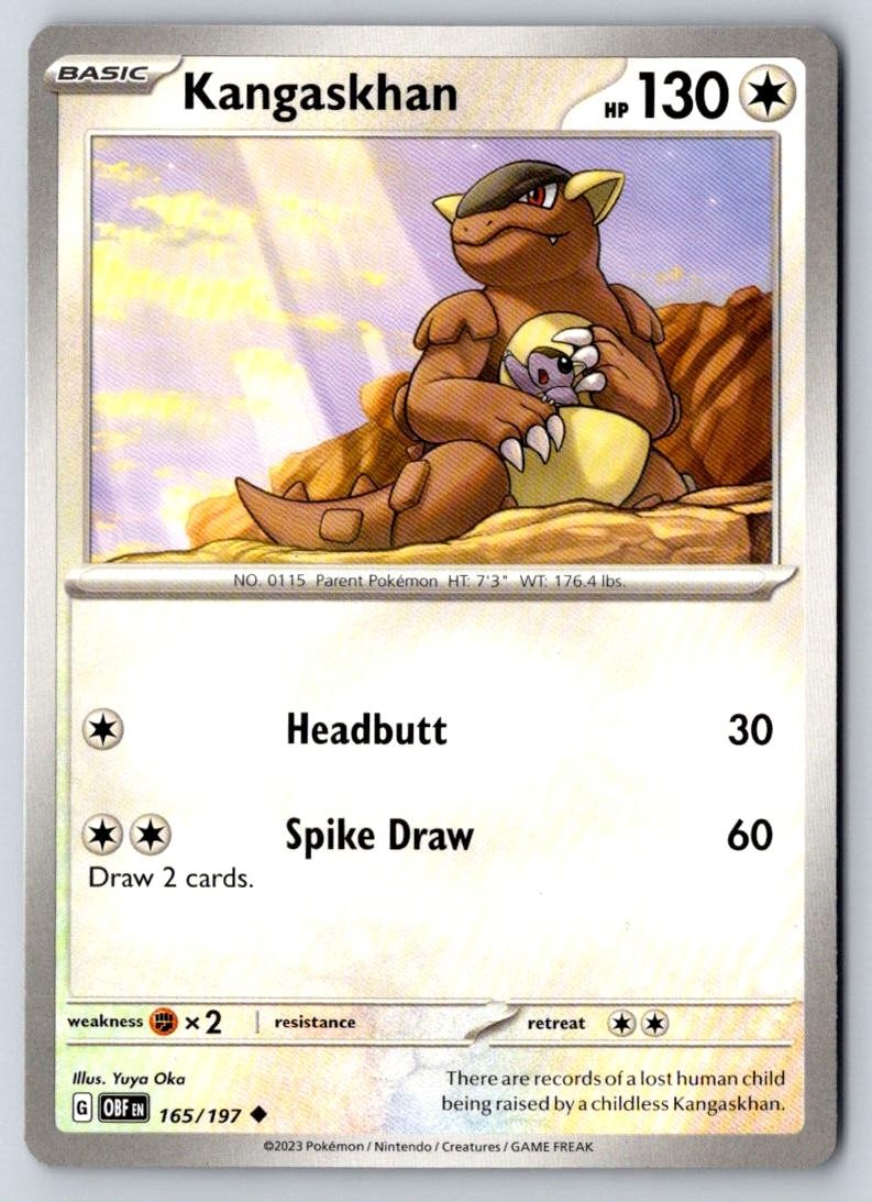 Kangaskhan 165/197 Uncommon Obsidian Flames Pokemon Near Mint