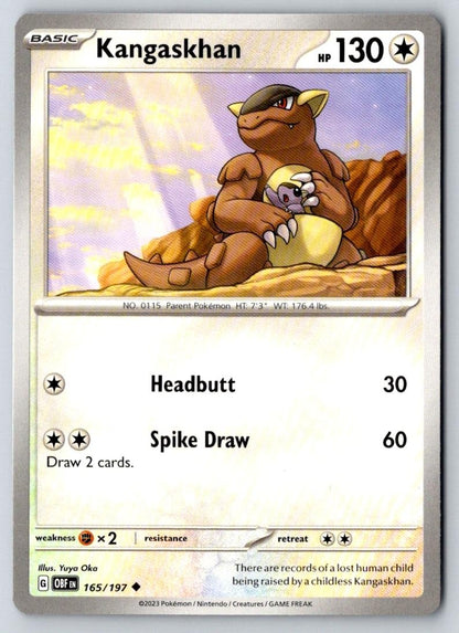 Kangaskhan 165/197 Uncommon Obsidian Flames Pokemon Near Mint