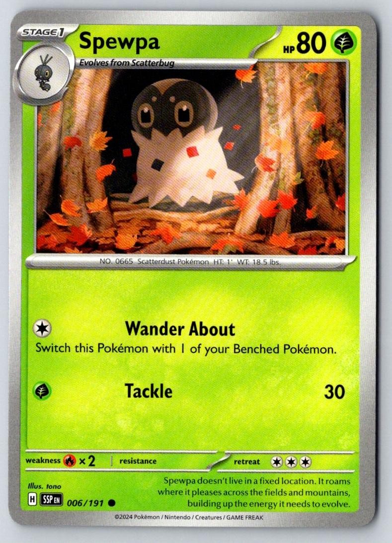 Spewpa 006/191 Common Surging Sparks Pokemon Near Mint