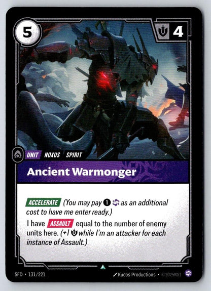 Ancient Warmonger 131/221 Uncommon Spiritforged Riftbound Near Mint