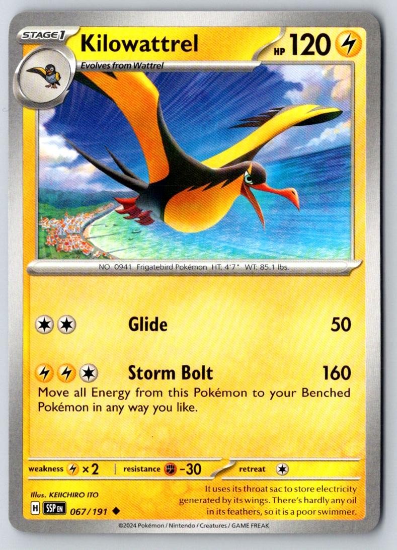 Kilowattrel 067/191 Uncommon Surging Sparks Pokemon Near Mint