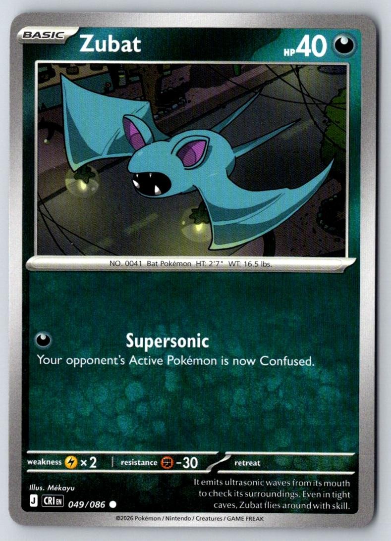 Zubat 049/086 Common Chaos Rising Pokemon Near Mint