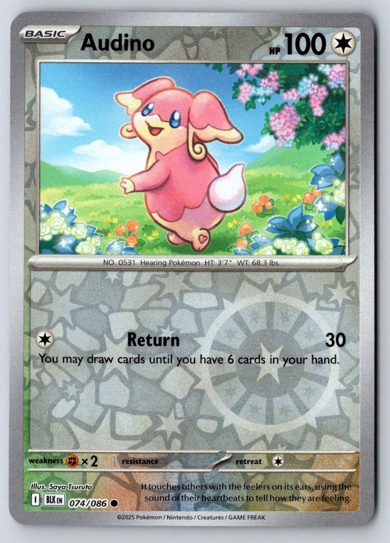 Audino 074/086 Common Black Bolt Pokemon Reverse Holo Near Mint