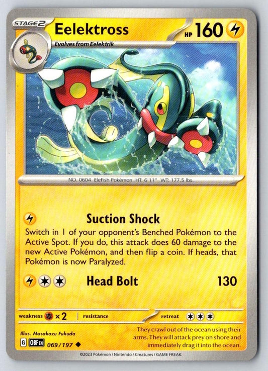 Eelektross 069/197 Uncommon Obsidian Flames Pokemon Near Mint