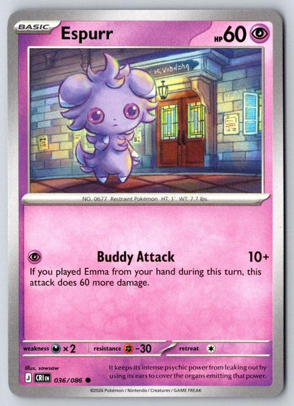 Espurr 036/086 Common Chaos Rising Pokemon Near Mint