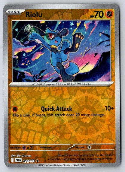 Riolu 050/131 Common Prismatic Evolutions Pokemon Reverse Holo Near Mint