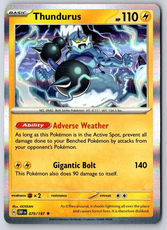 Thundurus 070/197 Rare Obsidian Flames Pokemon Holo Near Mint