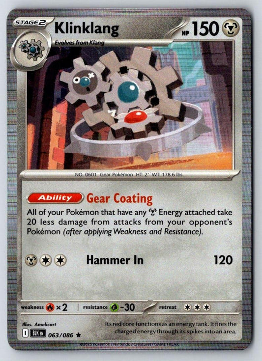 Klinklang 063/086 Holo Rare Black Bolt Pokemon Near Mint