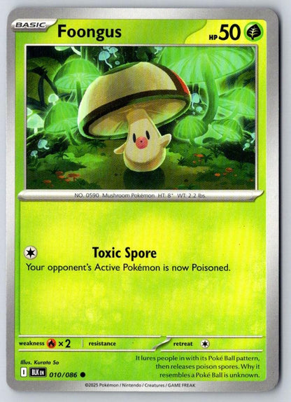 Foongus 010/086 Common Black Bolt Pokemon Near Mint