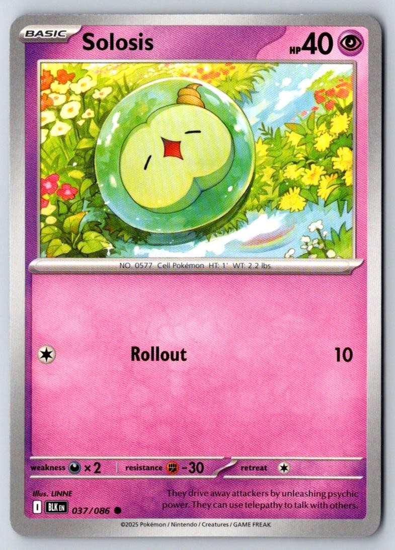 Solosis 037/086 Common Black Bolt Pokemon Near Mint