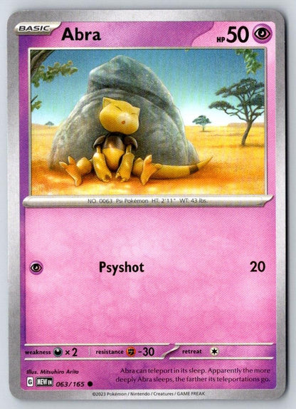 Abra 063/165 Common 151 Pokemon Near Mint