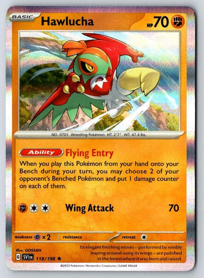 Hawlucha 118/198 Rare Scarlet & Violet Pokemon Holo Near Mint