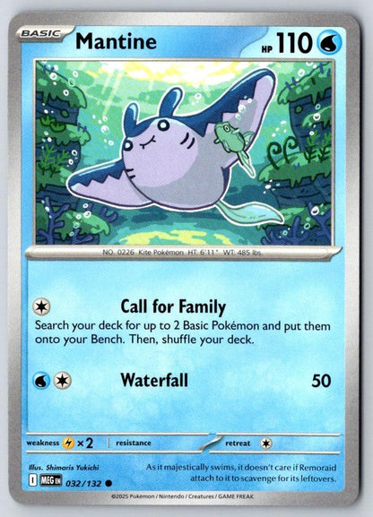 Mantine 032/132 Common Mega Evolution Pokemon Near Mint