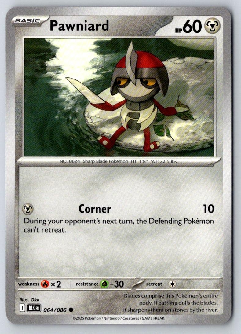Pawniard 064/086 Common Black Bolt Pokemon Near Mint
