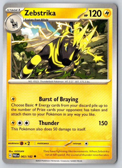 Zebstrika 063/182 Uncommon Paradox Rift Pokemon Near Mint