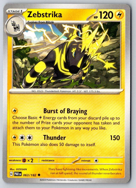 Zebstrika 063/182 Uncommon Paradox Rift Pokemon Near Mint