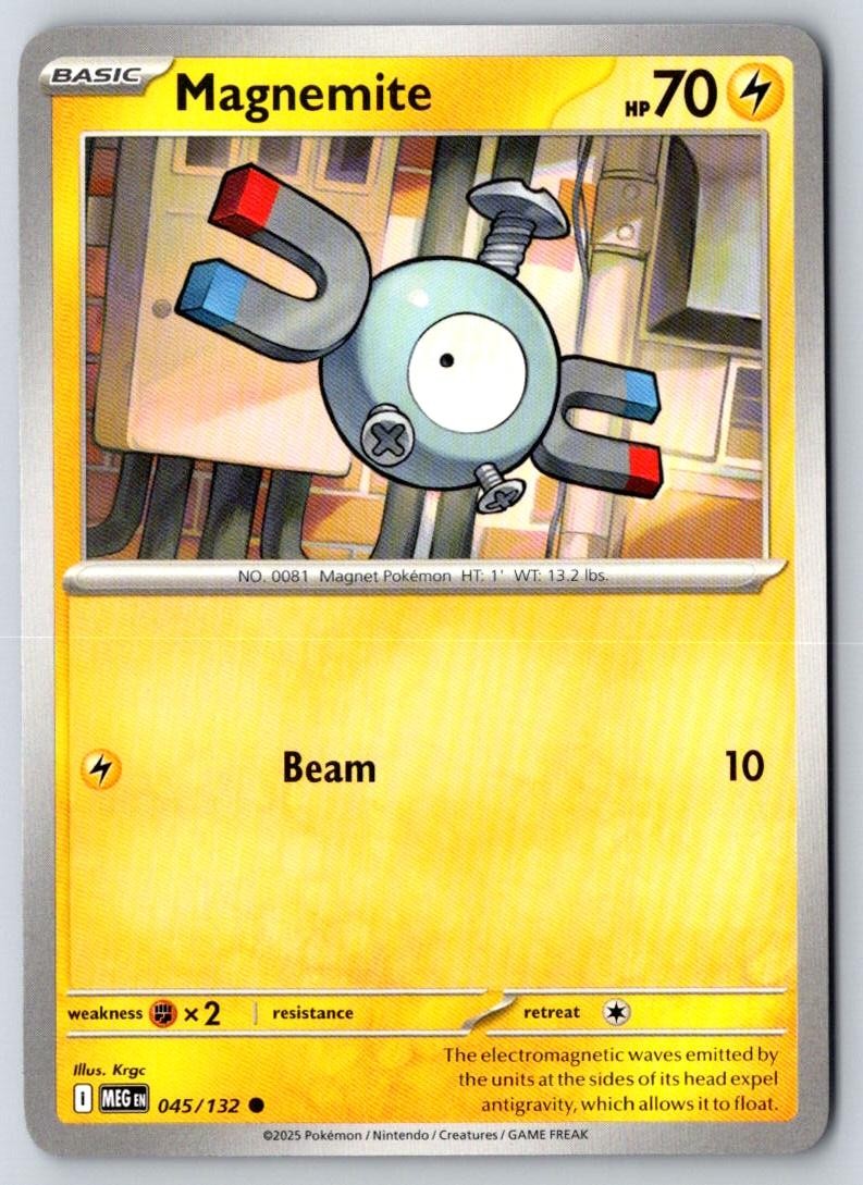 Magnemite 045/132 Common Mega Evolution Pokemon Near Mint