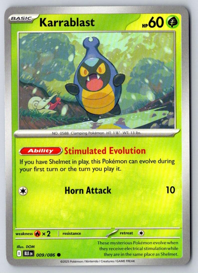 Karrablast 009/086 Common Black Bolt Pokemon Near Mint