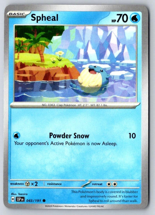 Spheal 043/191 Common Surging Sparks Pokemon Near Mint