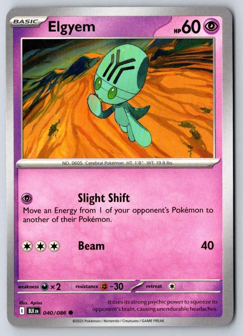 Elgyem 040/086 Common Black Bolt Pokemon Near Mint