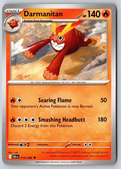 Darmanitan 014/086 Uncommon Black Bolt Pokemon Near Mint