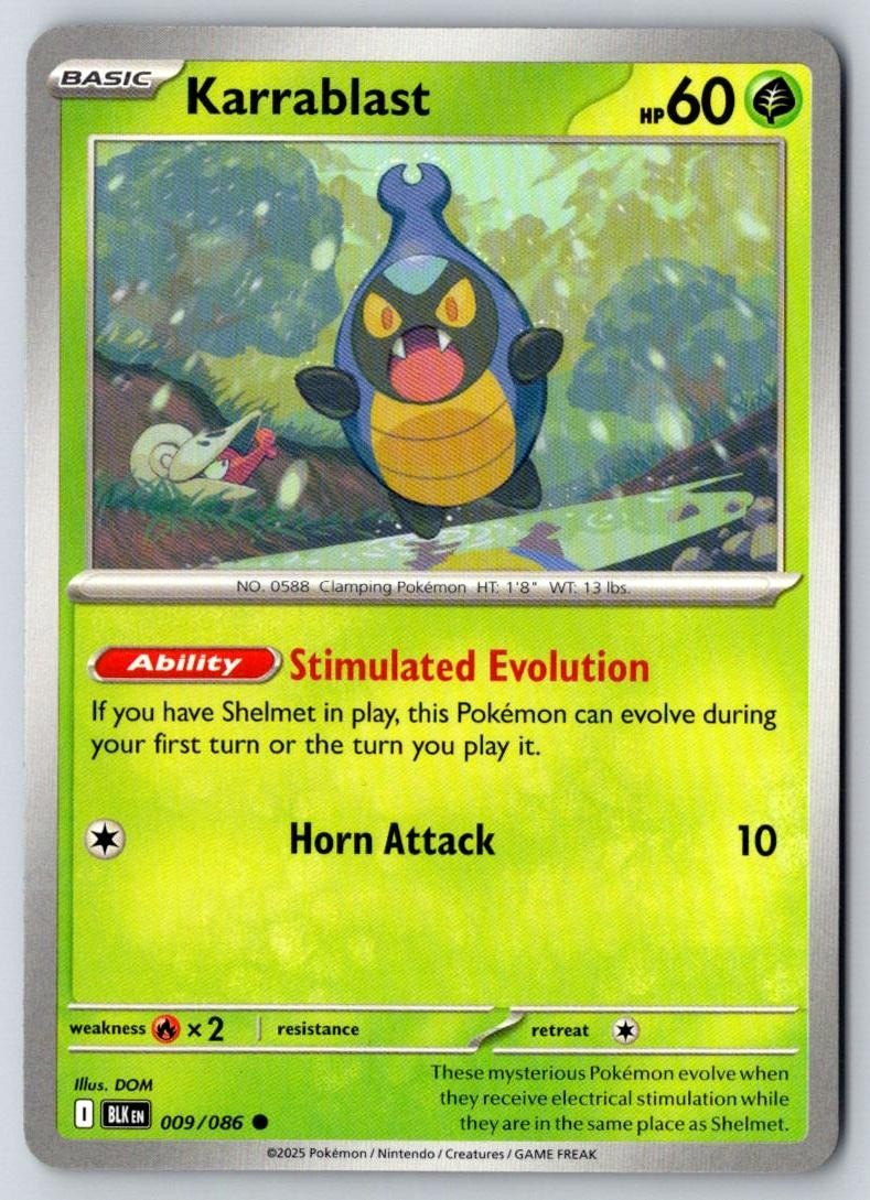 Karrablast 009/086 Common Black Bolt Pokemon Near Mint