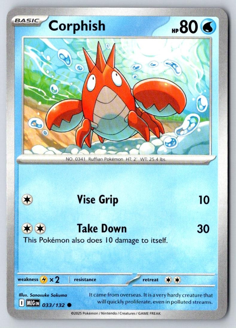 Corphish 033/132 Common Mega Evolution Pokemon Near Mint