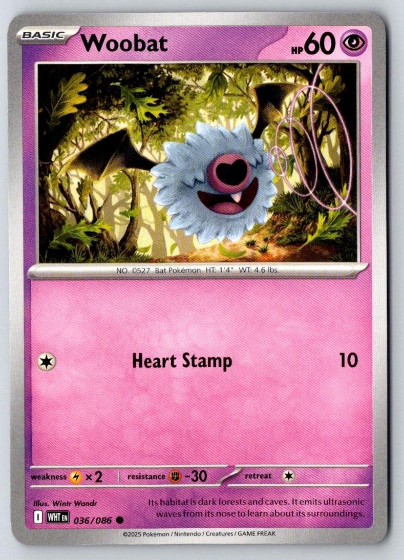 Woobat 036/086 Common White Flare Pokemon Near Mint