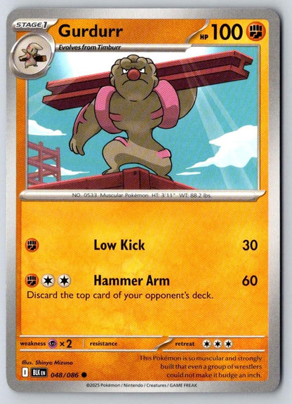 Gurdurr 048/086 Common Black Bolt Pokemon Near Mint