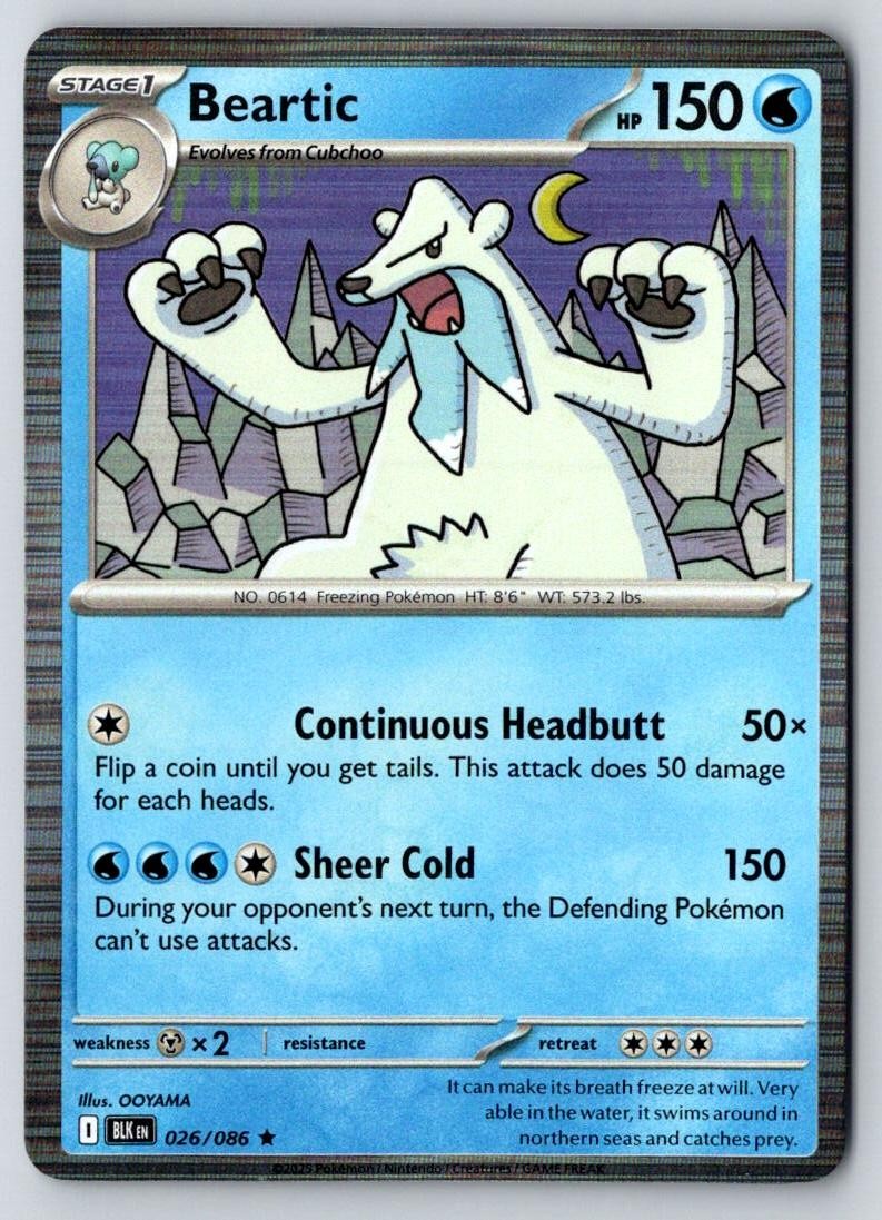 Beartic 026/086 Holo Rare Black Bolt Pokemon Near Mint