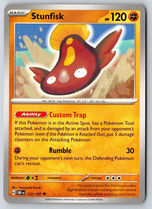 Stunfisk 112/197 Uncommon Obsidian Flames Pokemon Near Mint