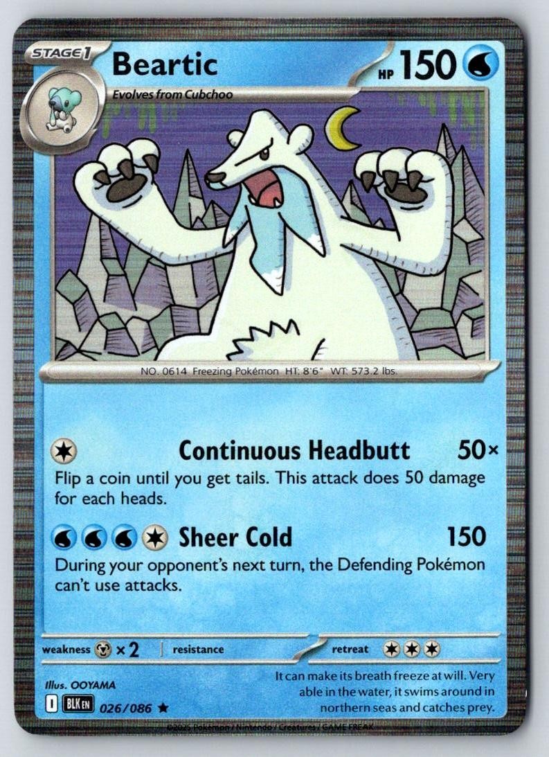 Beartic 026/086 Holo Rare Black Bolt Pokemon Near Mint