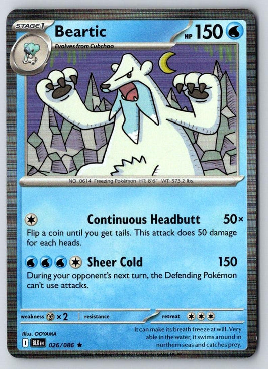 Beartic 026/086 Holo Rare Black Bolt Pokemon Near Mint