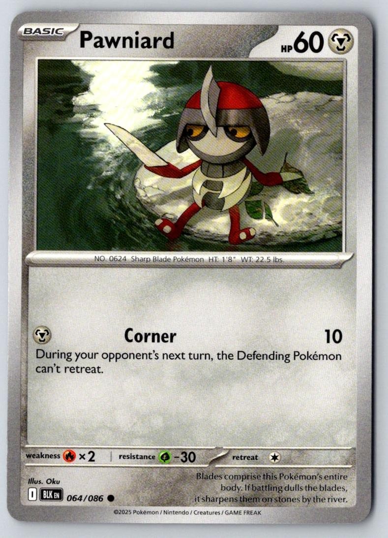 Pawniard 064/086 Common Black Bolt Pokemon Near Mint