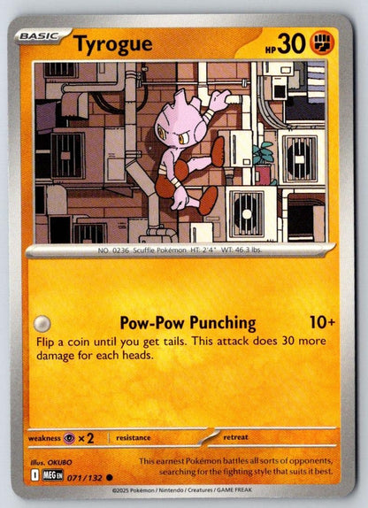 Tyrogue 071/132 Common Mega Evolution Pokemon Near Mint